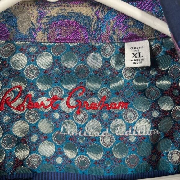 Robert Graham Shirt Mens XL Limited Edition Embroidered Button Up Long Sleeve - Picture 4 of 16
